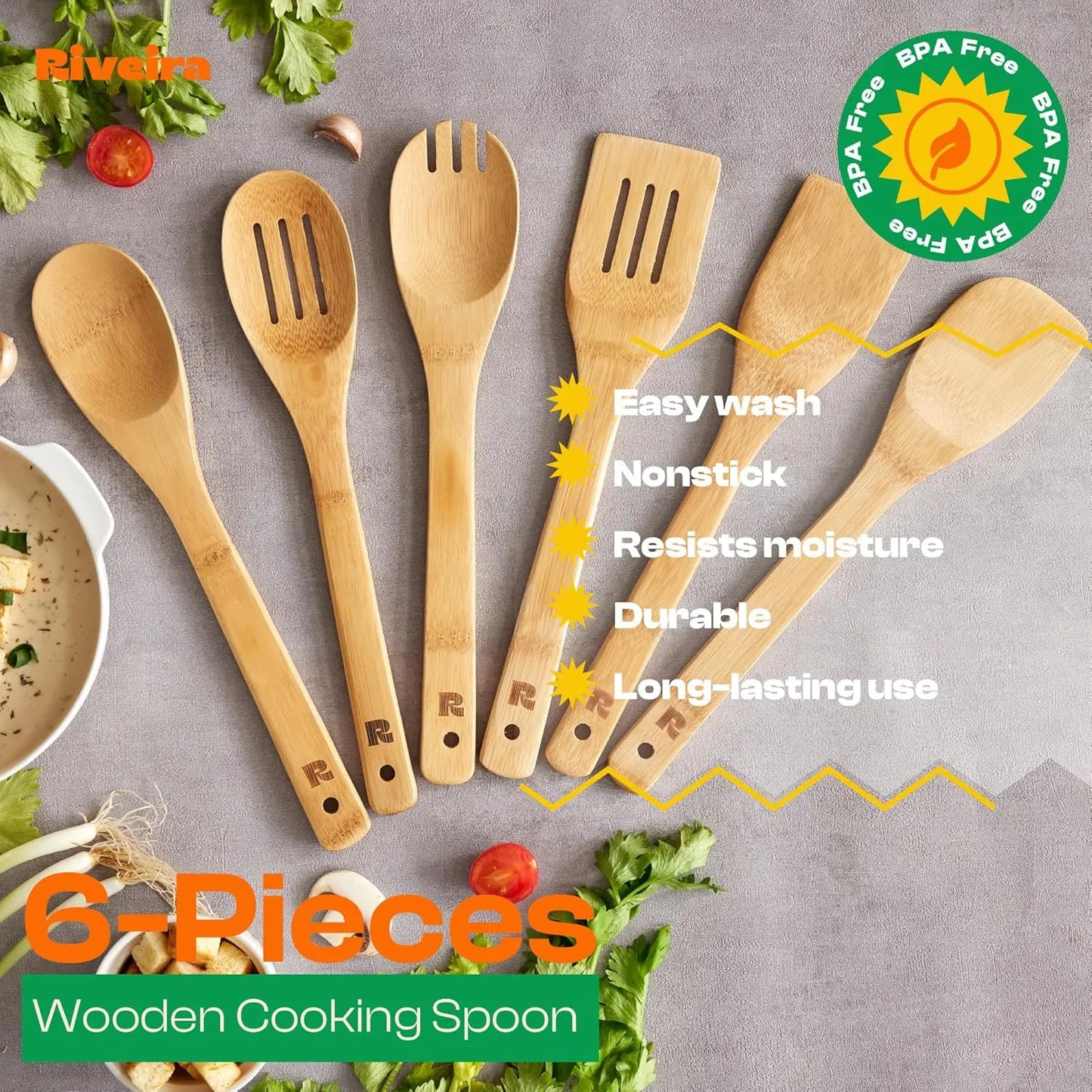 Wooden Cooking Utensils Set with Wooden Spoons