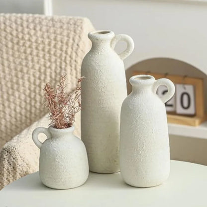 Ceramic Vase Set of 3 with Handle