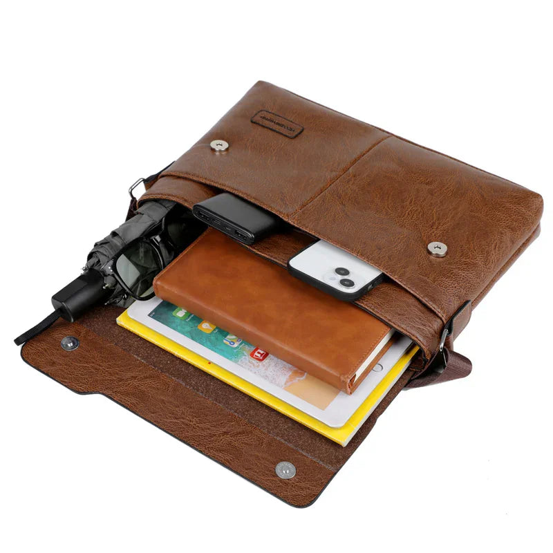 Men's Business Leather Shoulder Bag  Crossbody Handbag