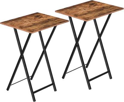 Set of 2 Folding Compact Side Tables for Small Spaces