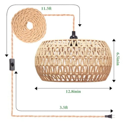 Plug in Pendant Light Rattan Hanging Lamp