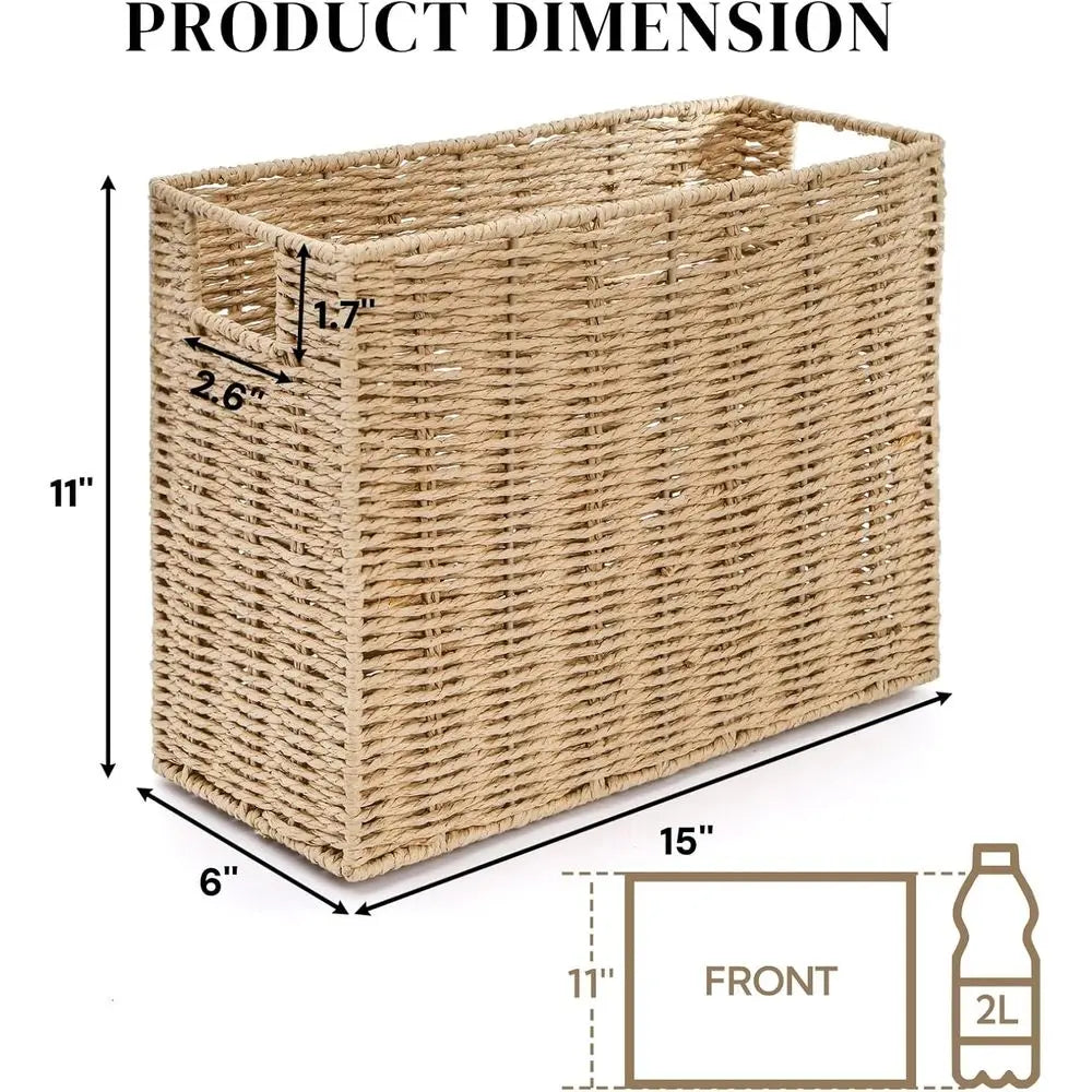 15'' x 6'' x 11'' Book Basket with Built-in Handles