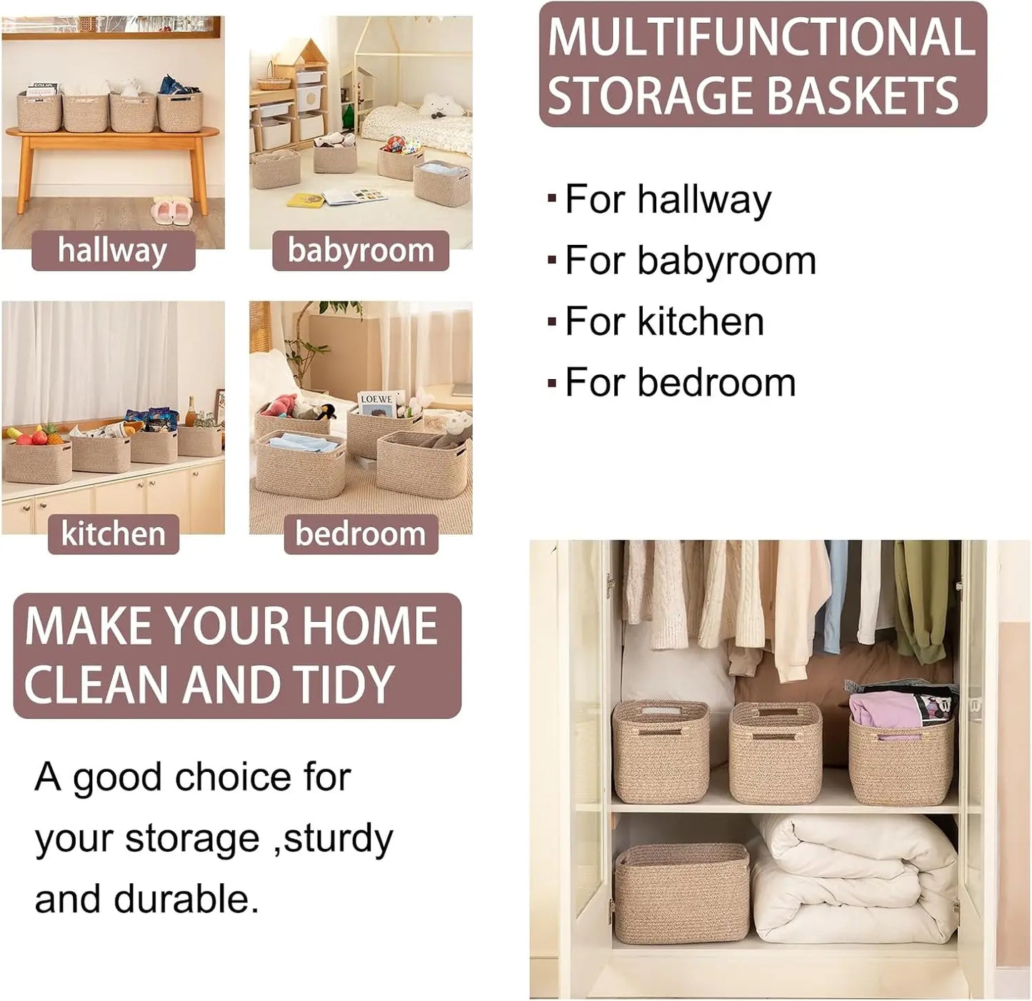 4 Pack Storage Baskets for Organizing