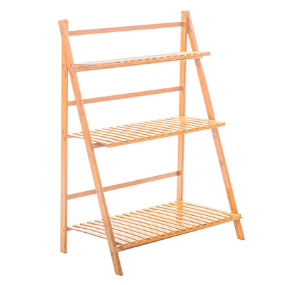 3 Tiers Bamboo Ladder Plant Stand Display Rack
