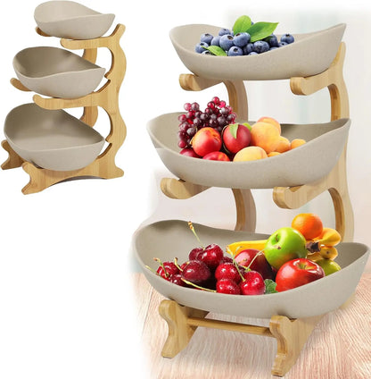 3 Tier Ceramic Solid Color Fruit Plate Rack