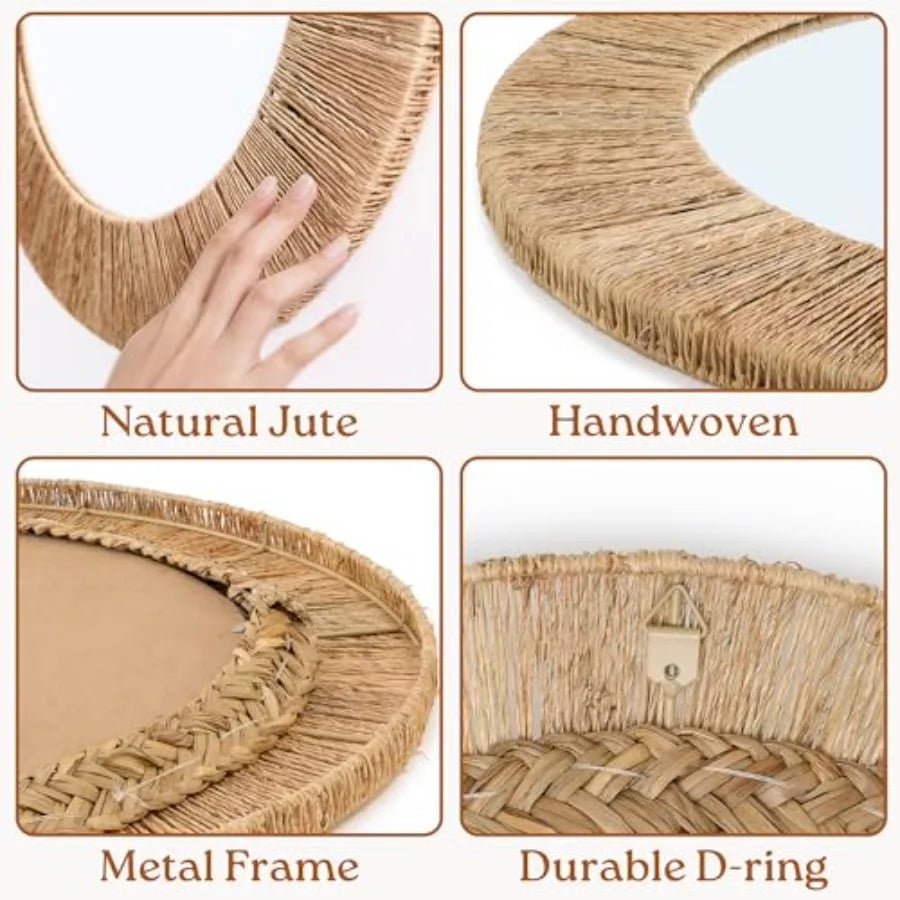 24 Inch Natural Jute Wall Mounted Round Mirror