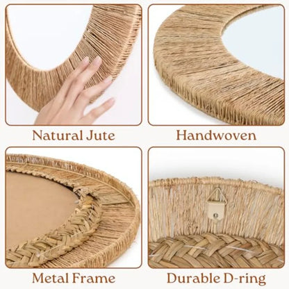 24 Inch Natural Jute Wall Mounted Round Mirror