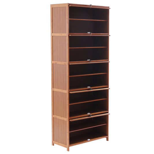 Shoe Cabinet Free Standing Bamboo Storage Organizer