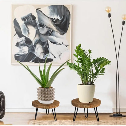 Wooden Plant Stand Indoor Outdoor Rustic Stool