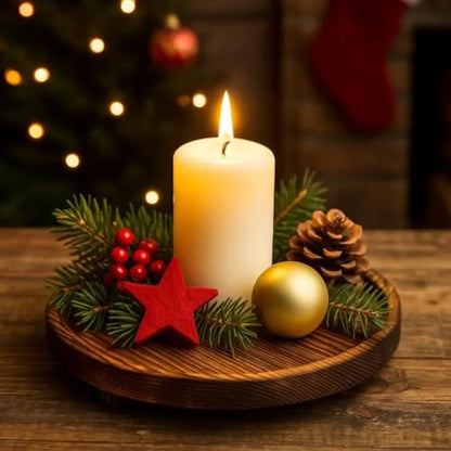 Round Decorative Wooden Tray