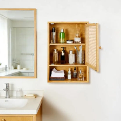 Bamboo Medicine Cabinet with Rattan Doors