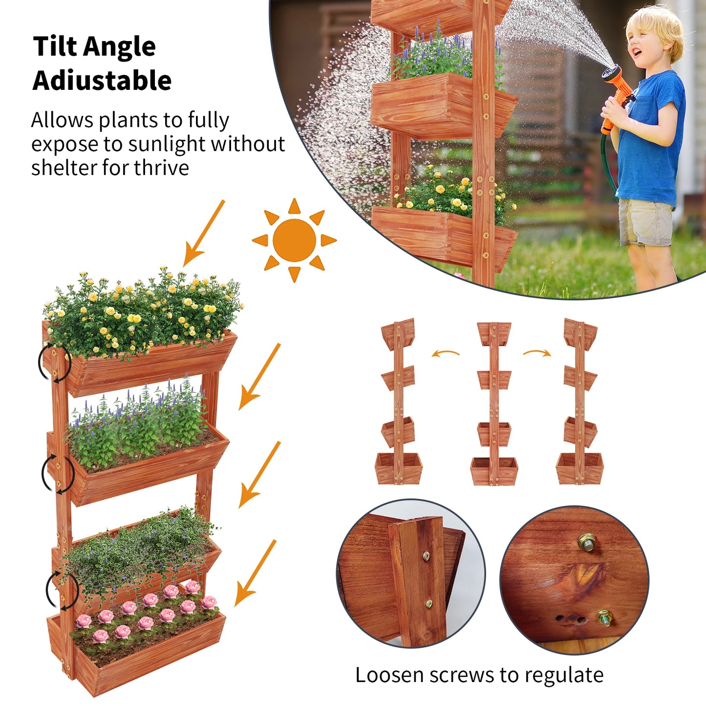 4-Tier Vertical Raised Planter Box Elevated Garden Bed