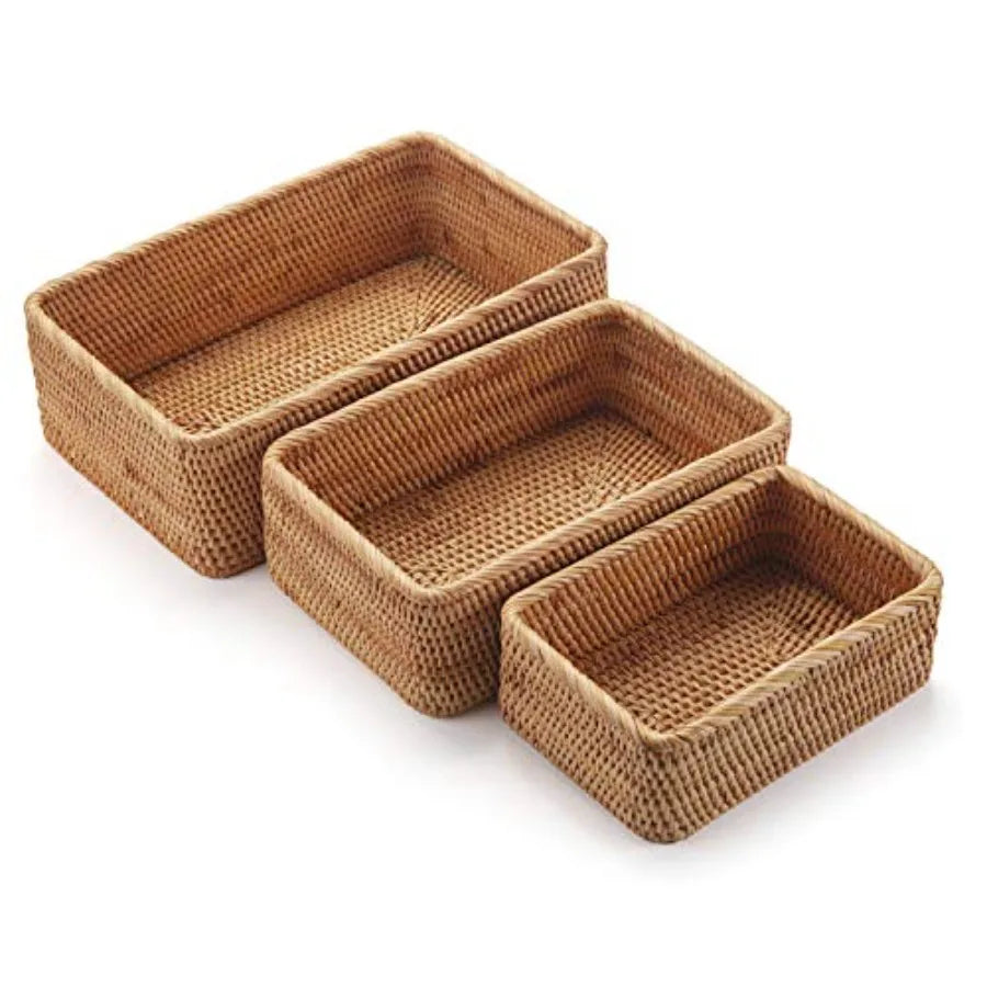 Rattan Bread Baskets Woven Fruit Bowls