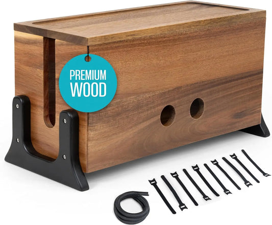 Wood Cable Management Box Cord Hider Organizer