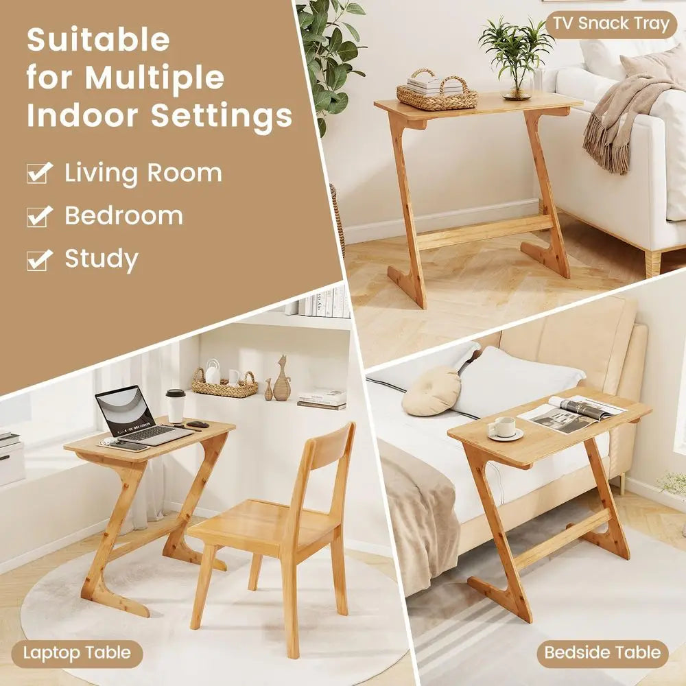 Bamboo TV Tray Table Z Shaped