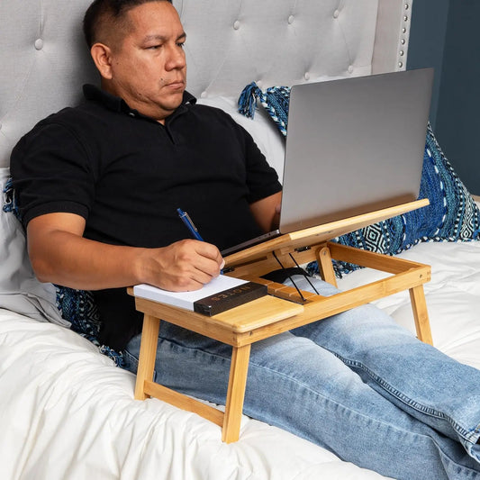 Bamboo Folding Laptop Stand for Bed & Office
