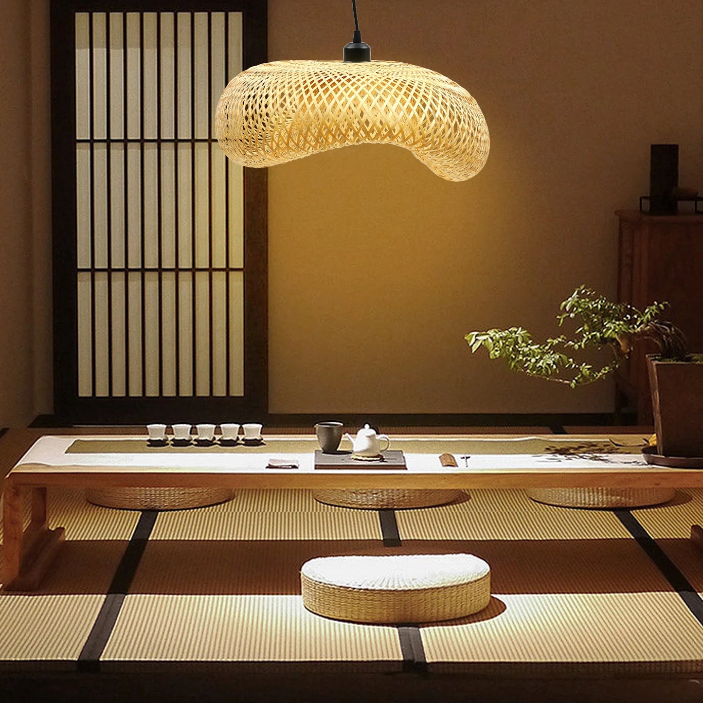 Bamboo Wicker Rattan Hanging Ceiling Lamp
