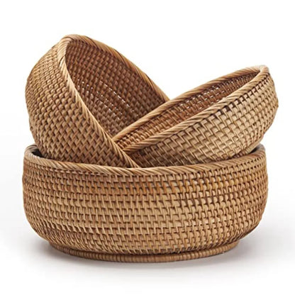 Rattan Bread Baskets Woven Fruit Bowls