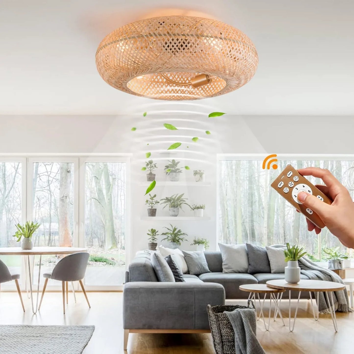 Boho Ceiling Bamboo Fan Decor