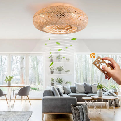 Boho Ceiling Bamboo Fan Decor