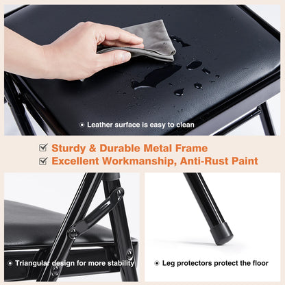 Leather Padded  Sturdy Metal Foldable Chair