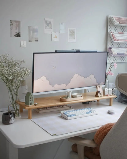 Bamboo Dual Heavy Monitor Stand with Storage