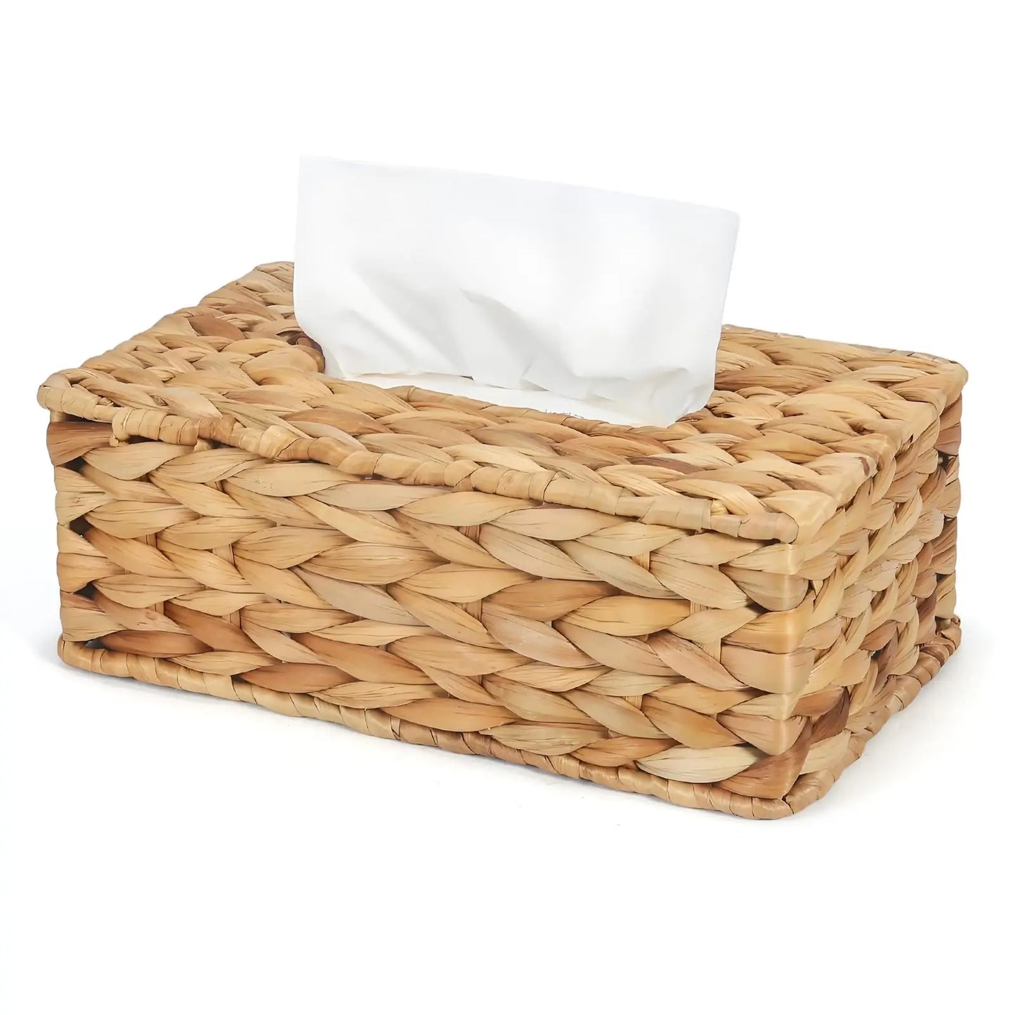 Handwoven Water Hyacinth Rectangular Tissue Box Cover