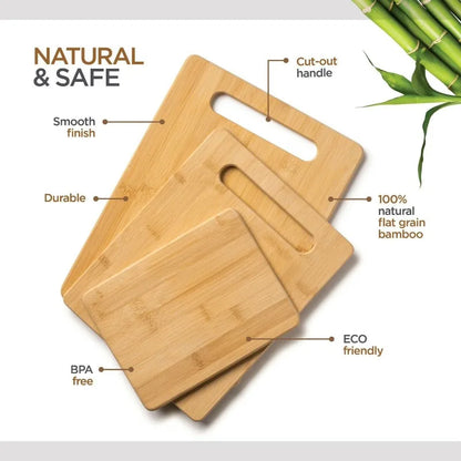 Bamboo Cutting Boards for Kitchen with Handles