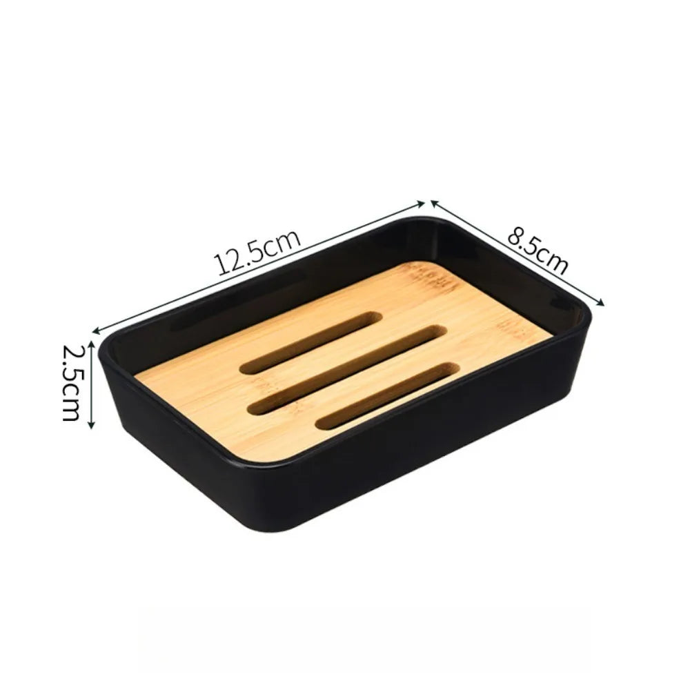 1PC Soap Holder Bathroom Bamboo Draining Box