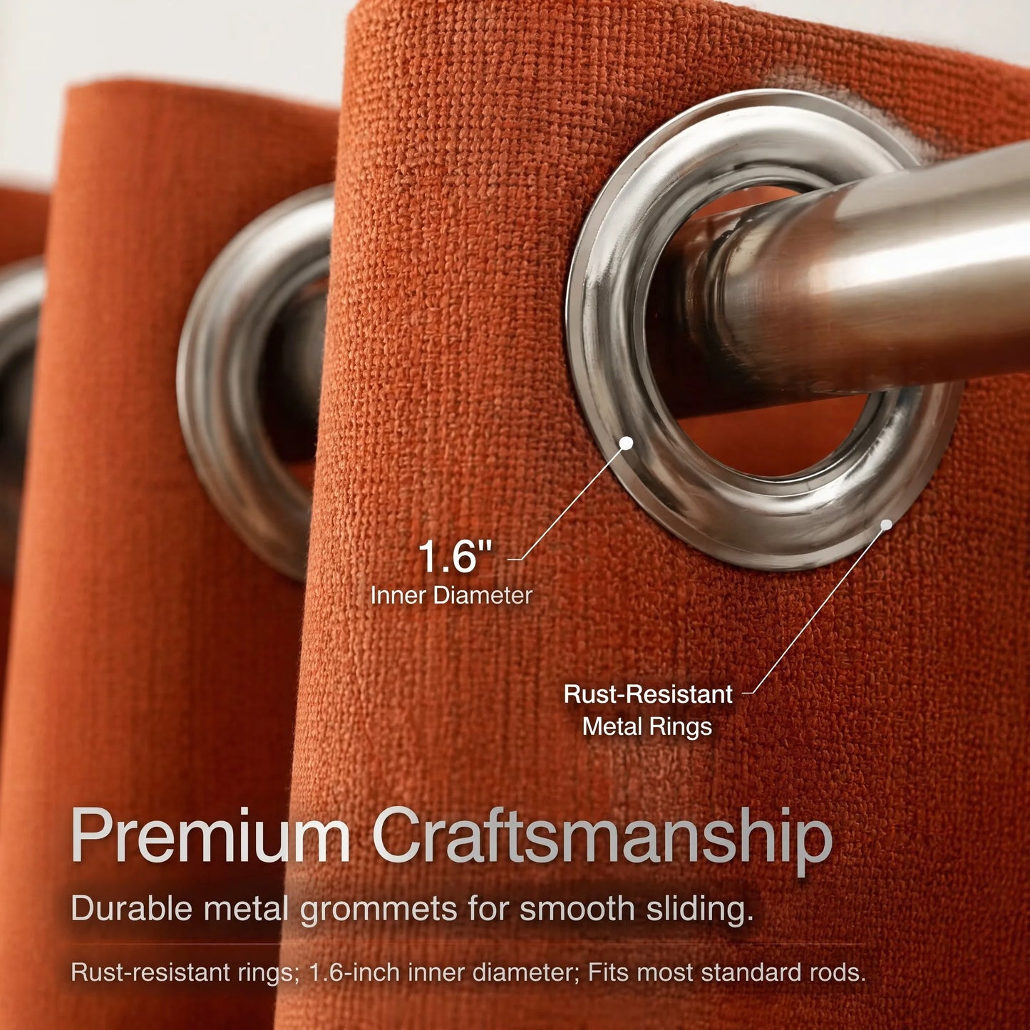 100% Light Blocking Linen Texture Curtains