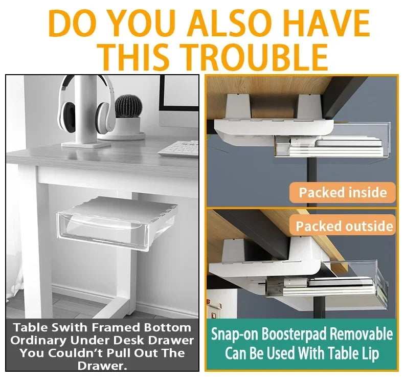 Hidden Under Desk Drawer Storage Office Organizer
