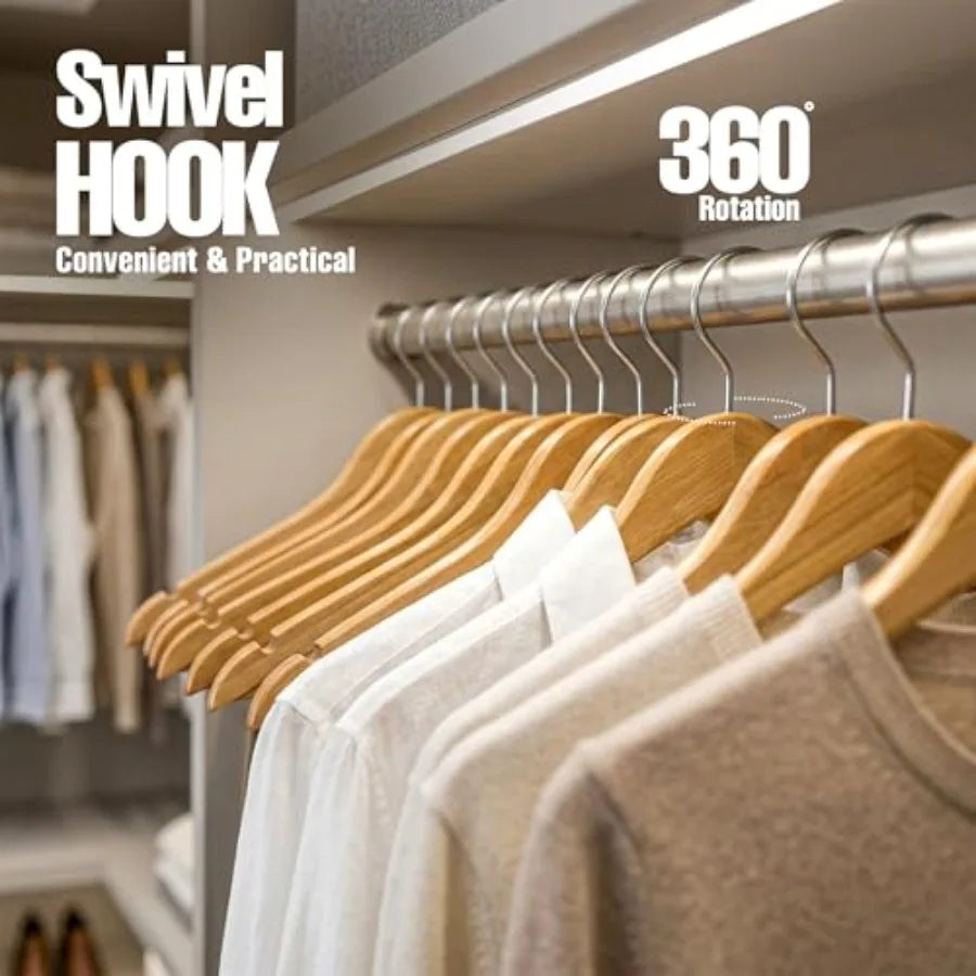 Premium Wooden Hangers 30 Pack