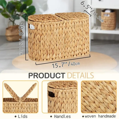 Toilet Paper Basket with Lid for 6 Rolls