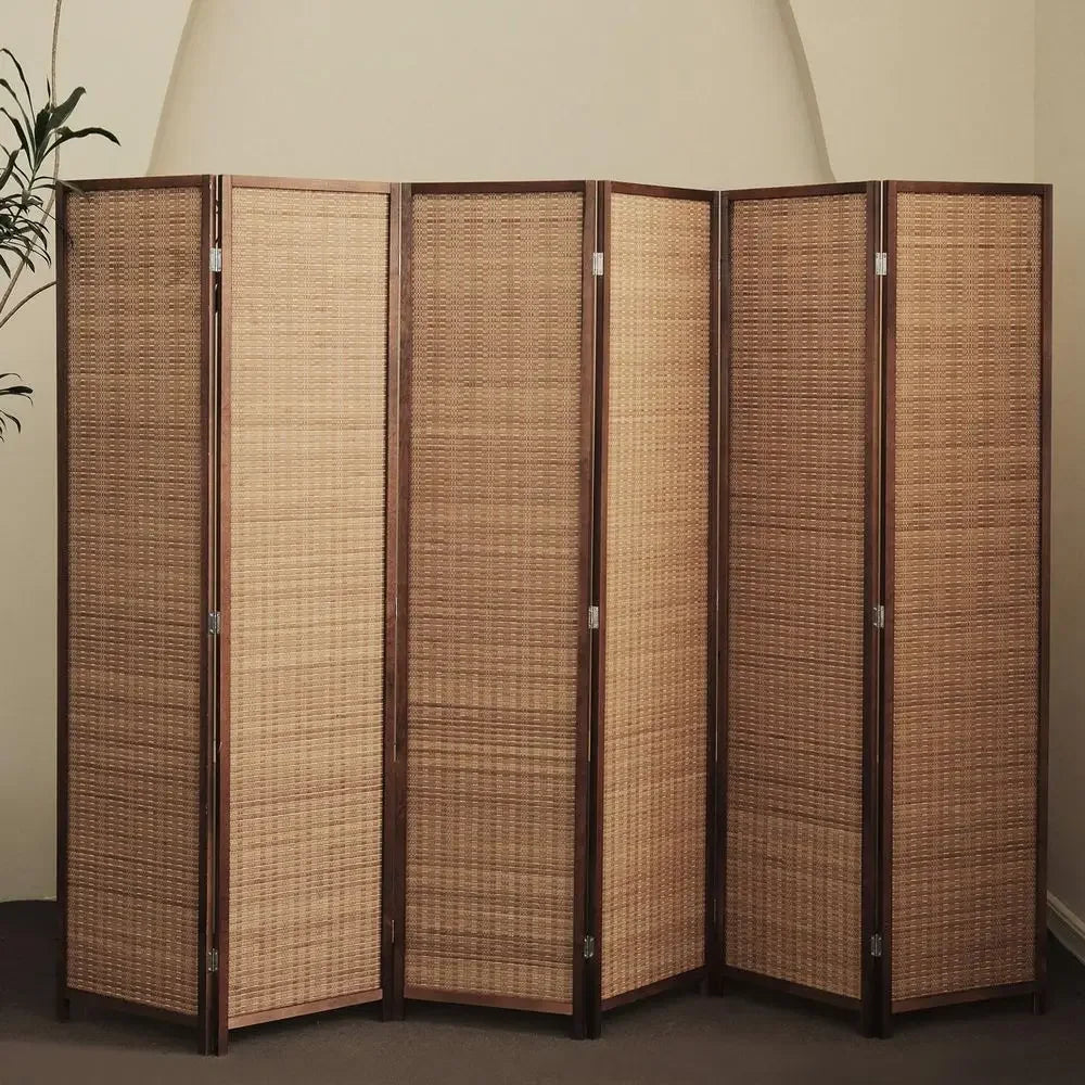 Natural Brown  6 Panel Bamboo Room Divider