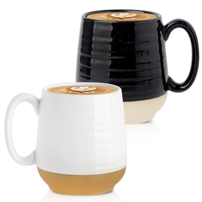 Set of 2 Large Stoneware Coffee  Mugs with Handle