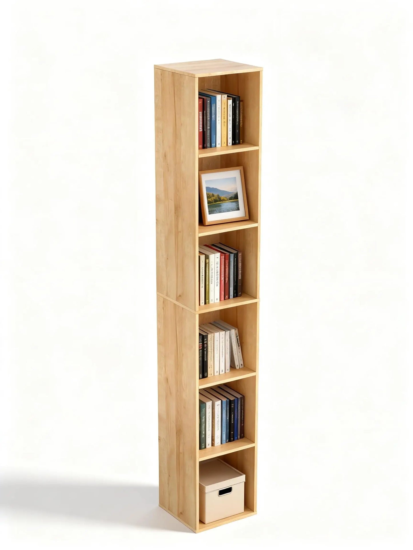 6-Tier Tall Cube Bookshelf Modern Storage Organizer