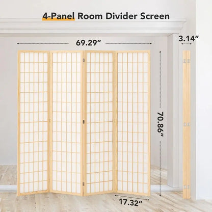 Room Divider Wall 4 Panel 6ft Folding Privacy Screen