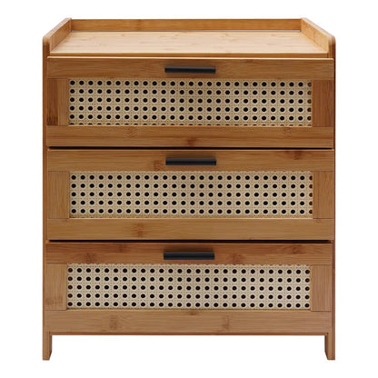 3- Drawer Bamboo Wood Bedside Table