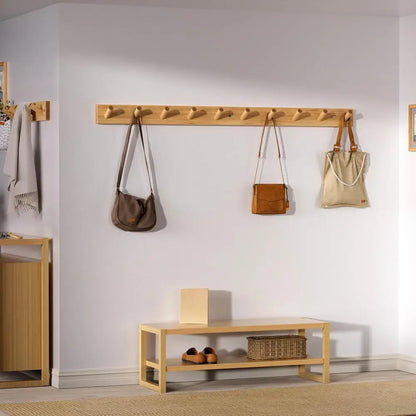 Natural Bamboo Wall-Mounted Coat Rack