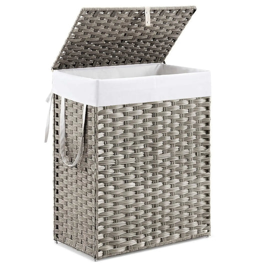 Dual Handles Rattan Laundry Hamper 110L Capacity