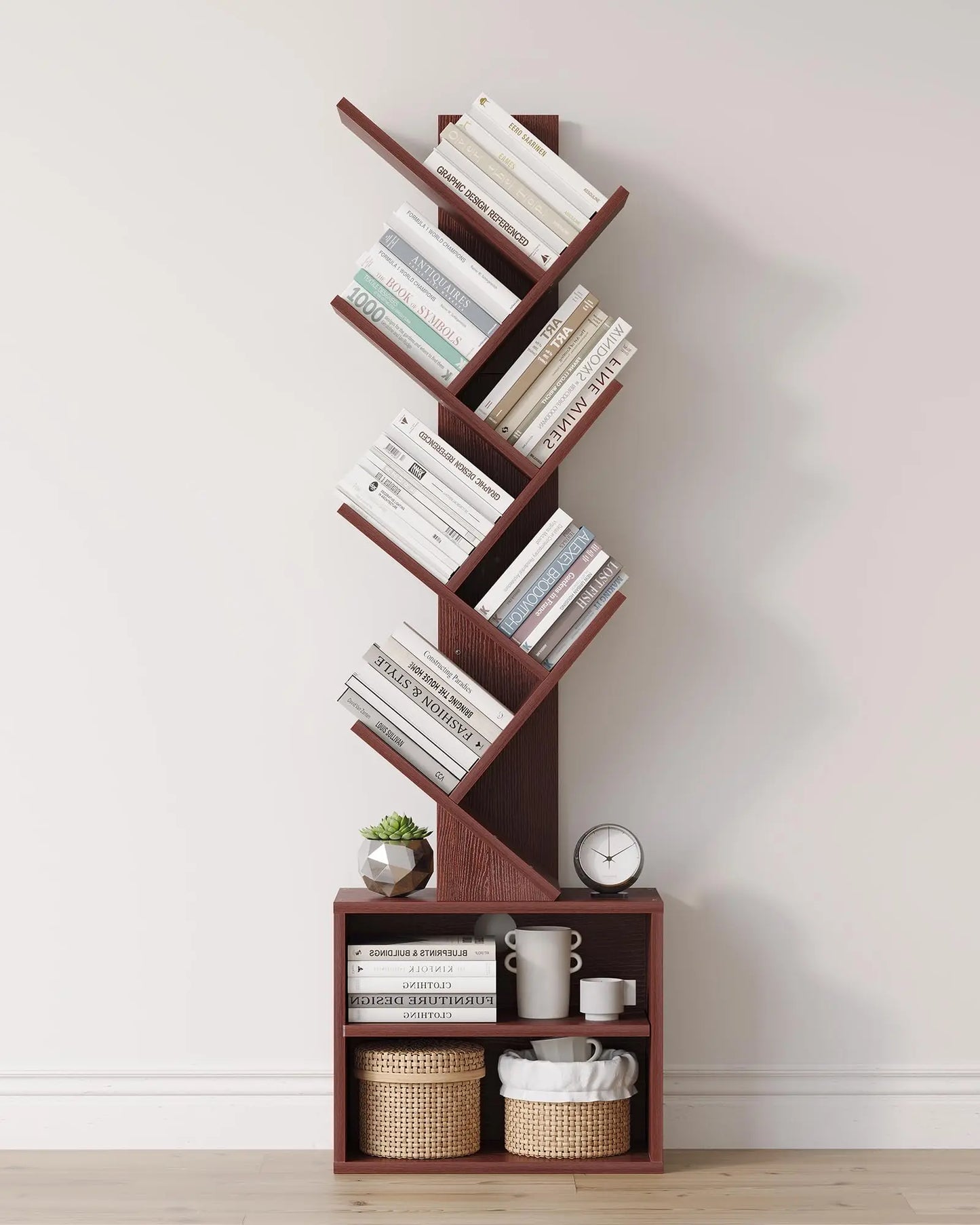 6 Tier Tree  Floor Standing Bookshelf