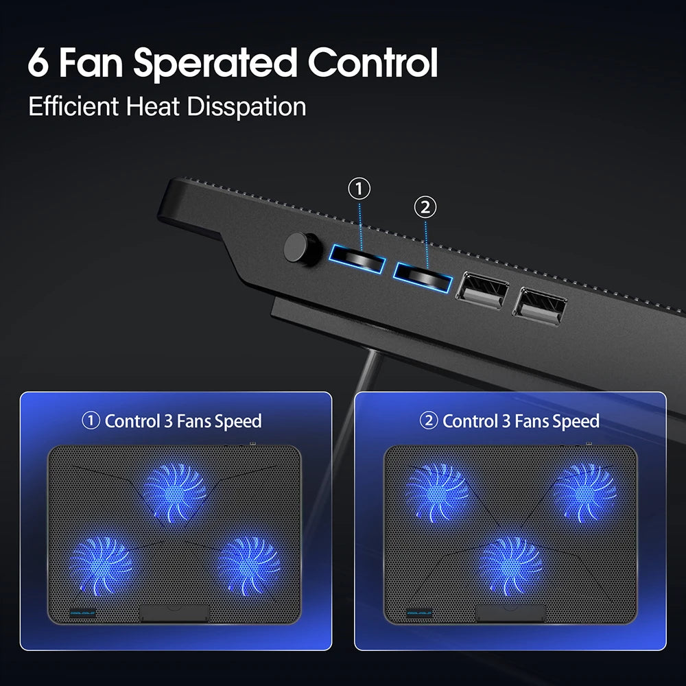 Laptop Cooling Pad with 6 Quiet Fans