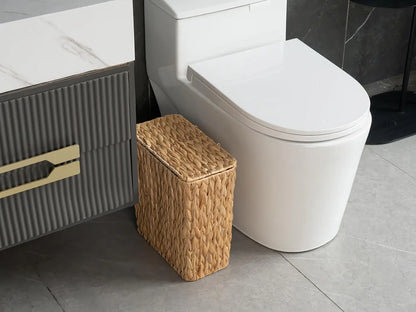 3 Gallon Natural Wicker Trash Can with Lid