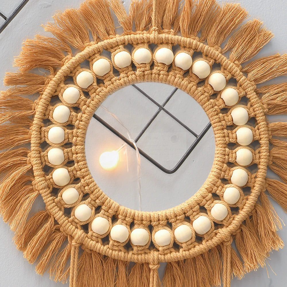 Hand Woven Decorative Wall Hanging Mirror