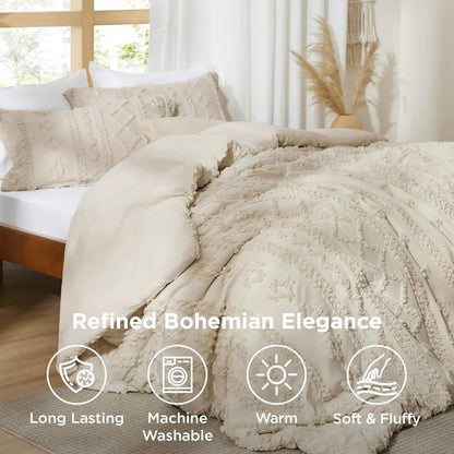 Bedsure Tufted Boho Comforter Set Queen Size