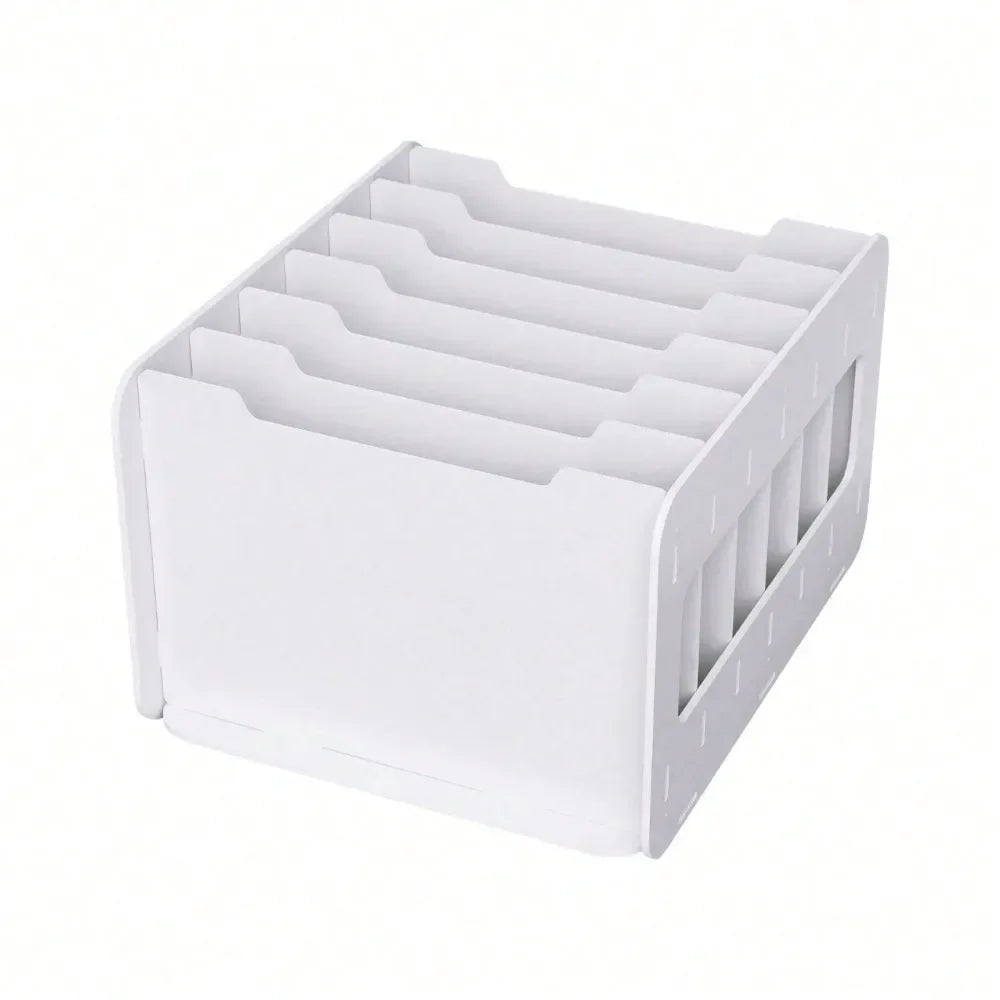 7 Tier White Wooden Desktop Storage Rack