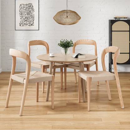 Set of 2 Ash Wood Stackable Dining Chairs
