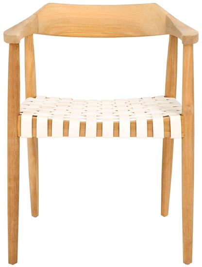 Walnut Solid Wood Armchair Leather Seat
