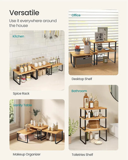 Cabinet Organizer Shelf Set of 3 Kitchen Counter Shelves
