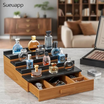 Solid Walnut Cologne Organizer Display Shelf